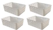 Kit 4 cesto organizadores premium branco