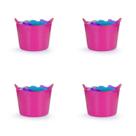 Kit 4 Cestos Balde Flexível C/Alça 15L Rosa- Fersil Kit 4 Cestos Balde Flexível C/Alça 15L Rosa- Fersil