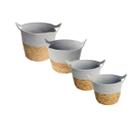 Kit 4 Cestos De Fibra Natural Algodao C/alça Tamanhos Cinza