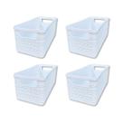 Kit 4 Cestos Juta Alongado Pequeno Branco Kit 4 Cestos Juta Alongado Pequeno Branco