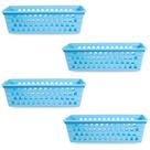 Kit 4 Cestos Multiuso Comprido Retangular Azul 28x11x8 Cm 123Organizei