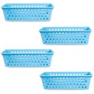 Kit 4 Cestos Multiuso Comprido Retangular Azul 28x11x8 Cm 123Organizei