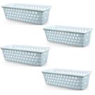 Kit 4 Cestos Multiuso Comprido Retangular Branco 28x11x8 Cm 123Organizei