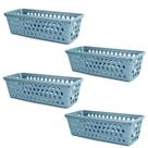 Kit 4 Cestos Multiuso Comprido Retangular Cinza 28x11x8 Cm 123Organizei