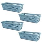 Kit 4 Cestos Multiuso Comprido Retangular Cinza 28x11x8 Cm 123Organizei