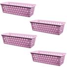 Kit 4 Cestos Multiuso Comprido Retangular Rosa 28x11x8 Cm 123Organizei
