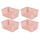 Kit 4 Cestos Multiuso Extra Grande Retangular 29x20x11 Preto Branco Rosa Transparente Kit 4 Cestos Multiuso Extra Grande Retangular 29x20x11 Preto Branco Rosa Transparente