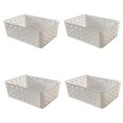 Kit 4 Cestos Multiuso Organizador Empilhável Gaveta 19x14x6