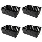 Kit 4 Cestos Multiuso Organizador Empilhável Gaveta 19x14x6