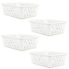 Kit 4 Cestos Multiuso Organizador Médio Branco 20x15,5x6,5Cm