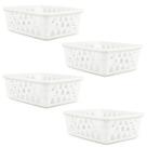 Kit 4 Cestos Multiuso Organizador Médio Branco 20x15,5x6,5Cm