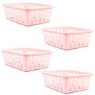 Kit 4 Cestos Multiuso Organizador Médio Rosa 20x15,5x6,5Cm