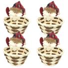 Kit 4 Cestos Natalino Palha Decorado Papai Noel Pelúcia 15cm - Master Christmas