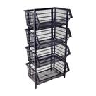 Kit 4 Cestos Organizador Expositor Empilhavel Preto 30L 7kg