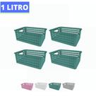 Kit 4 Cestos Organizador Gaveta Armário Trama Rattan P 19x7