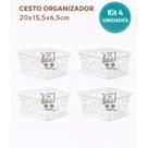 Kit 4 Cestos Organizador Multiuso 20x15,5x6,5cm Decorativo Resistente -