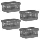 Kit 4 Cestos Organizador Ou Grid Cinza 2,5 Litros