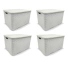 Kit 4 Cestos Organizador Rattan 20 Litros Branco Arqplast Kit 4 Cestos Organizador Rattan 20 Litros Branco Arqplast