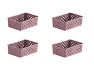 Kit 4 Cestos Organizadores Multiuso Rattan 19x13x7cm Rose