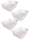Kit 4 Cestos Transparente Multiuso Médio 25x19,5x7cm 1119