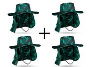 Kit 4 Chapéu Pescador C/ Protetor De Nuca - Camuflado Verde