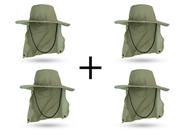 Kit 4 Chapéu Pescador C/ Protetor De Nuca - Caqui