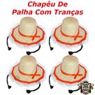 Kit 4 Chapéus De Palha Com Trança e Renda Festa Junina 27CM - Fantasias Quadrilha Caipira Trancinha Kit 4 Chapéus De Palha Com Trança e Renda Festa Junina 27CM - Fantasias Quadrilha Caipira Trancinha