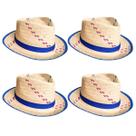 Kit 4 Chapéus Palha Malandrinho Infantil Festa Junina Azul