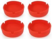 Kit 4 Cinzeiro De Silicone Redondo Resistente Lavável Não Queima e Não Quebra