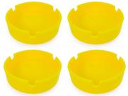 Kit 4 Cinzeiro De Silicone Redondo Resistente Lavável Não Queima e Não Quebra