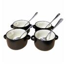 Kit 4 Cocottes 310ml + 4 Colheres de Inox 20,5cm Wellmix