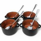 Kit 4 Cocottes 310ml + 4 Colheres de Inox 20,5cm Wellmix Kit 4 Cocottes 310ml + 4 Colheres de Inox 20,5cm Wellmix