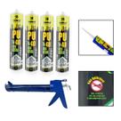 Kit 4 Cola Adesiva Selante PU40 Uso Geral Cinza c/ Aplicador