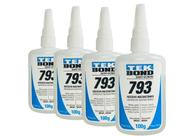 Kit 4 cola adesivo instantaneo tek bond 793 100g