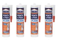 KIT 4 COLA CASCOLA MONTA E FIXA PL600 INTERNO EXTERNO 375g FORTE