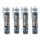 Kit 4 Colas Silicone Acético Preto 280g/300ml Teckbond