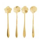 Kit 4 Colheres de Chá de Aço Inox Dourado Flores Wolff
