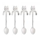Kit 4 Colheres de Chá de Aço Inox Gato Cat Prateado Wolff