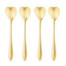 Kit 4 Colheres de Chá de Inox Dourada Heart Coração Wolff C9