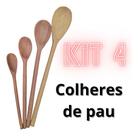 Kit 4 Colheres De Pau Madeira Cozinha Rústica Artesanal Útil