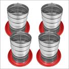 Kit 4 Comedouros Tubular 15kg p/ Frango Aves Galinha Faisão Prato Anti Desperdicio