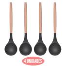 Kit 4 Conchas Silicone Feijão Preto Cabo Bambu Não Arranha