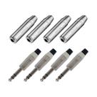 KIT 4 Conector P10 Stereo Macho SA2X e 4 Conector P10 Stereo Femea ROXTONE