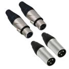 Kit 4 Conector Plug XLR Macho e Femea Cannon Metal MXT