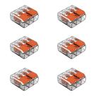 Kit 4 Conectores de Emenda Wago Transparente 3 Portas 0,5 a 6mm Instalação Elétrica Segura