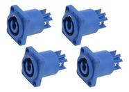 Kit 4 Conectores Powercon De Painel Azul In Profissional