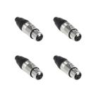 Kit 4 Conectores Xlr Canon Femea Metal 3 Pinos Resistente Mxt Profissional