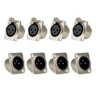 KIT 4 Conectores XLR Macho Painel e 4 XLR Femea Painel 3 Pinos Para Sistemas de Áudio Profissional