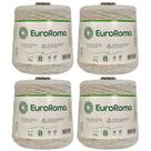 Kit 4 Cones Barbante Cru 1 Kilo N8 Euroroma para Crochê, Tricô, Tapeçaria e Frigorífico