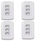 Kit 4 conjunt 3 tomada 2p t 10a-250v 4x2 br sleek margirius